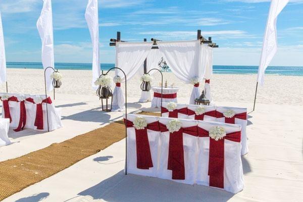 Wedding setup on Siesta Key beach