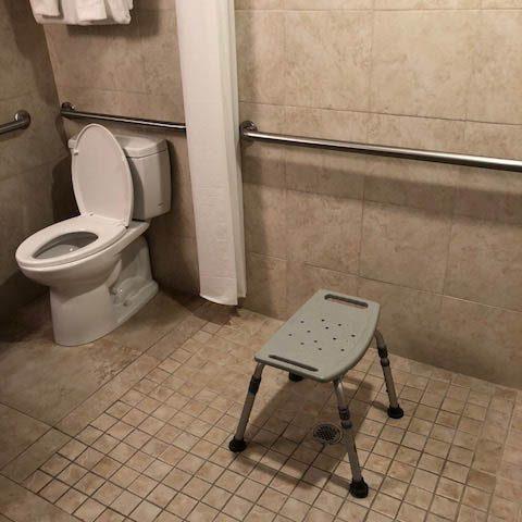 Bathroom with stool